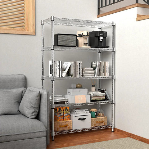 Built Tough Heavy Duty Five Tier Steel Wire Shelving Rack That Holds Everything You Got For Garage Kitchen And Office Spaces Thanks To Rock Solid Frames Massive Weight Capacity Making Organization An Absolute Breeze Daily