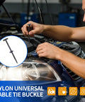 Person using DIY Friendly Double-Sided Nylon Universal Cable Tie Buckles 120 Pack for car repair.