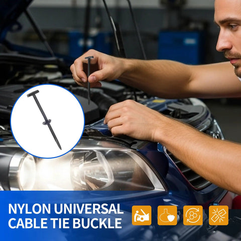 Person using DIY Friendly Double-Sided Nylon Universal Cable Tie Buckles 120 Pack for car repair.