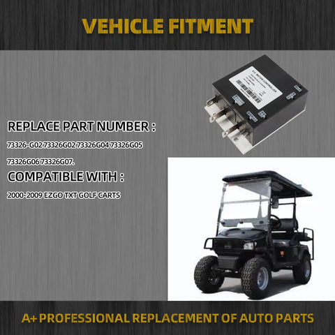 EZGO TXT Golf Cart Motor Controller 36V PDS 350 Amp Replacement Drop-In for 2000-2009 with compatible parts and cart.