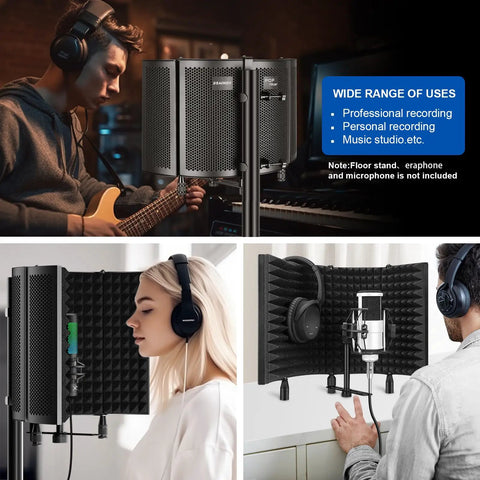 Top Shelf Microphone Isolation Shield With Snap Fit Pop Filter Kicks Room Noise Under The Bus Using Thicker Insulating Foam That Folds Down Lean For Rapid Setup While Sweeping Vocals Flawless On Condenser Mic Rig used in home studio recording.