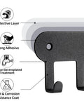 Close-up of Two Pack Wall Key Holder With Ten Hooks Each No Drill Self Adhesive Key Rack for Living Room Kitchen Bathroom and Garage Black Finish showing layers and materials used.