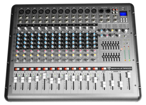 6000W Peak 14-Channel Powered Mixer With USB Bluetooth, 24-Bit Effects, 14 XDR2 Mic Preamps, 750W RMS x 2 at 4 Ohm top view