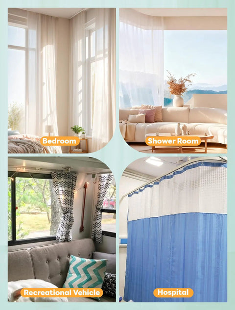 Flexible Ceiling Curtain Track Bendable 16.4 Ft Long With PVC And Stainless Steel Build Easy To Shape Into L Or U used for bedroom, shower, RV, and hospital curtains
