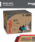 PowerClean X80 Cloths Heavy Duty Wipes Brag Box Blue 152 Sheets Per Box Extra Absorbent Wipes For Auto Shop Cleaning