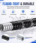 Rock Solid Black Liquid Tight Flexible Conduit For Electrical Wiring And Cable Management 25 Foot 1 Inch Galvanized Steel Hose with PVC coating