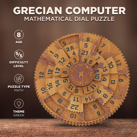 Antikythera Inspired Mechanical Math Puzzle Single Piece Wooden Brainteaser With Layered Gears Mind Bending Challenge For History Buffs, Smart Kids, Teens And Adults Classic Brain Teaser Gift For Visualization And Problem Solving