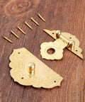 Antique Gold Box Hasp Latch 54x46mm Sturdy Brass Key Hasp Lock with screws for jewelry boxes and furniture hardware