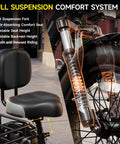 Beast Fat Tire Electric Tricycle For Adults With Three Wheel Ebike, 750W Hub Motor Peak 1350W, 52V 25Ah Removable Battery, 50 Mile Range, 7 Speed, 4 Piston Hydraulic Brakes, Cargo Rack, Black Build rear suspension fork and adjustable comfort seat