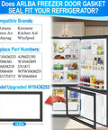 Image of upgraded 34.2 by 20.8 inches freezer door gasket replacement for refrigerator seal, shown installed in a fridge.