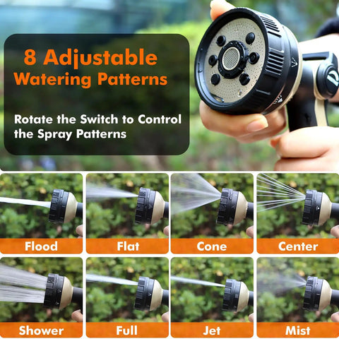 Heavy Duty Metal Hose Nozzle With 8 Spray Patterns And Thumb Control For Lawn Care Car Wash Pet Bathing And Outdoor Watering