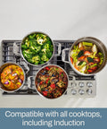 Six-Quart Stainless Steel Multipot With Built-In Straining Lid for No Fuss Cooking Induction Ready and Oven Safe to 600F in use