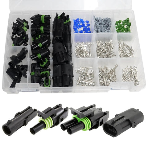 Cool Weather-Pack Series Kit With Heavy Duty 20 Amp Male Female Terminals For 12 And 10 Gauge Wires Plus Sealer Caps For Quick Disconnect Splices That Look Awesome, plastic organizer with connector terminals