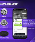 Softball Swing Analyzer And Batting Trainer With Real Time Feedback Swing Metrics Video Capture And Performance Tracking For GEN3 Sensor No Calibration Needed Game Changing sensor, attachment, charger, and app screen