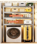 Built Tough Stainless Steel Washer Shelf With Adjustable Multi Tier Layout For Heavy Duty Laundry Game Changer And Reliable Over Dryer Storage Flex Rack Unit with thickened crossbeams.