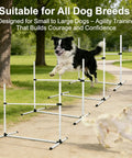 Dogs jumping over All Weather Dog Agility Jump Set With Adjustable Bars PVC Training Kit For Indoor Outdoor Play Easy Setup Obstacle Course