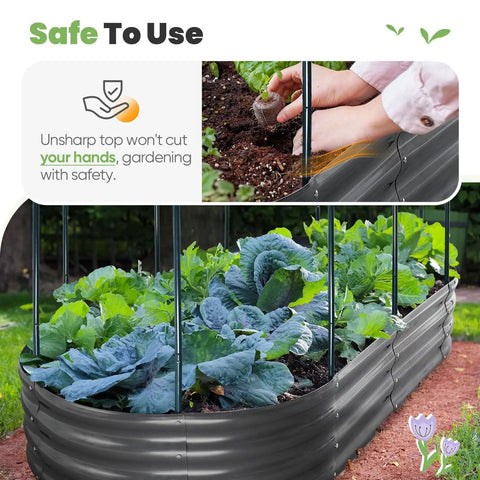 Raised Garden Bed With Clear PVC Cover, Galvanized Oval Garden Box For Outdoors, Great For Vegetables, Easy Assembly shown.