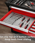 Toolbox drawer with tools on Professional Toolbox Drawer Liner Gray Non Slip Foam Rubber Mat With Easy Cut Grid Lines For Measuring And Cutting Thick Cabinet Liner Seventeen And Three Eighths Inch Wide 24 Feet Long