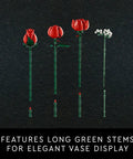 Bouquet Of Realistic Red Roses Buildable Artificial Flower Set For Adults 18 Plus Mindful DIY Home Decor Gift For Her Birthdays Table Centerpiece 10328, long green stems