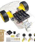 2WD RC Car Chassis Kit With Dual DC Motors And Speed Encoders For Arduino ESP32 ESP8266 And Raspberry Pi Real Time Speed Tracking And Easy Motion Control Durable Acrylic Frame