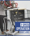 Strongway 2-Speed Hydraulic Rapid XT Lift Table Cart; steel frame, black with silver platform, 500-lb capacity