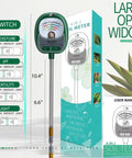 Four In One Soil Tester For Gardening With Moisture Meter, PH Meter, Sunlight And Nutrients, shown with packaging and user manual.