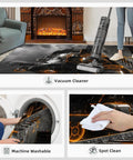 Train Junkie 4x5 Rug For Bedroom And Living Room, Steam Locomotive Design Area Rug shown being vacuumed and washed