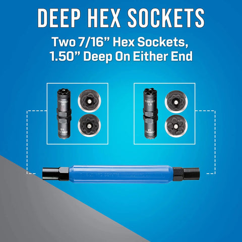 SSK-876 Star Key Can Wrench Kit with two 7/16 inch deep hex sockets for outdoor pedestals, including LC LG LB LS pattern keys.