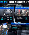 Battery Load Tester 12 Volt And 24 Volt For Cars And Trucks Quick Diagnostic Tool BT300 Easily Detects Starting And Charging System Faults Tests Lead Acid And AGM Batteries And All Automotive Starter Batteries handheld tester in car interior