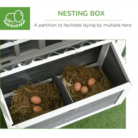 Spacious Outdoor Chicken Coop With Run For 1 To 2 Chickens, Weatherproof Hen House With Nesting Box And Removable Tray, showing nesting box with eggs.