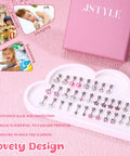 Flat Back Stud Earrings Set for Women and Girls, hypoallergenic stainless steel, heart tray with 16 tiny CZ studs