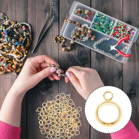 Hands working with jewelry using Top Shelf Stainless Steel Bail Beads For Jewelry Making Supplies Featuring Durable Charm Hangers.