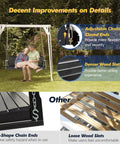 Image showing features of Upgraded Patio Wooden Porch Swing For Courtyard And Garden, Heavy Duty 880 Lbs Swing Chair Bench.