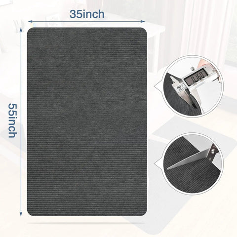 Corduroy Desk Chair Mat For Hardwood Floors, 55 By 35 Inches, low-pile, featuring non-slip adhesive back.