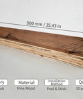 Real Reclaimed Barn Wood Peel And Stick Wall Planks With Self Adhesive Backing, 35.43 x 3.54 inches, pine material, 10 pcs