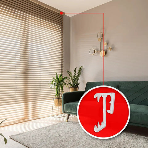 Upgrade Your Window Treatments With These Slick One Inch Mini Blind Valance Clips Clear UV Stable Fit Wood Or Faux Blinds Smooth Install Six Pack - detailed view of clips against indoor decor.