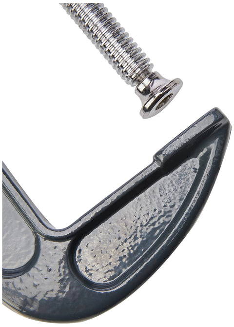 Close-up of 6 Inch Heavy Duty G Clamp Pro Craft Malleable Cast Iron Clamp with silver-plated threads for smooth action.