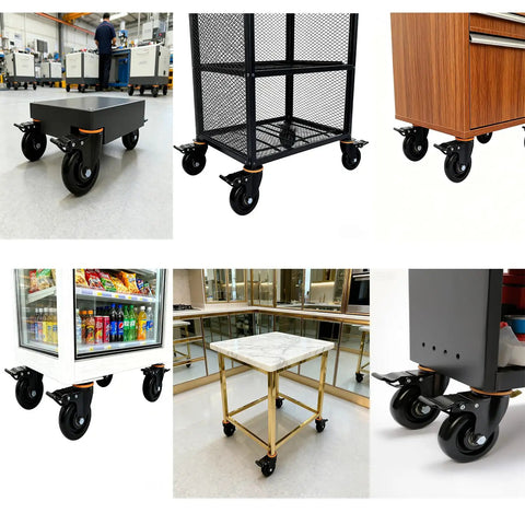 4 Inch Universal Caster Set of 4 Heavy Duty Locking Wheels with 1600 lb capacity on various carts and furniture