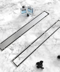 Tile Insert Linear Shower Drain 36 Inch with Brushed Nickel Finish 304 Stainless Steel 2 in 1 Shower Floor Drain and Tile Grate