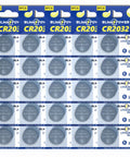 Top Shelf Cr2032 Lithium 3V Battery 25 Pack With Child Safe Guard and Zero Hassle Swap, packed in multiple 5-cell sheets.