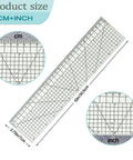 HLZC 2 Piece Hem Ruler Set For Quilting And Pressing Hems Clear Grid Markings Non-Slip Hot Iron Template Tool For Home Sewing Projects 12 inch ruler with cm and inch markings.