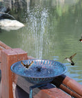 Deck Mounted Bird Bath With Solar Fountain, Weatherproof Metal Bubbler, Easy Setup Rail Balcony Bird Bath For Patio Garden