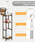 36.5 Inch Tall Freestanding Water Dispenser Stand With Multi Level Shelves For 1 To 5 Gallon Jugs Ceramic Water Bottle Holder Brown