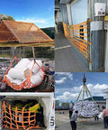 Beefy Heavy Duty Cargo Hoisting Net for Material Handling Polyester Lifting Net with Extended Corner Slings in use on-site