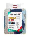Heavy Duty Recycled Color Terry Cloth Cleaning Rags For Garage And Shop package, 25 lbs bag, multicolor cotton towels