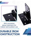 Heavy Duty Gate Hinges 8 Pack Black Iron Tee Strap Self Closing With 72 Stainless Steel Screws No Fuss Install