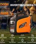 2500 Watt Portable Inverter Generator Ultra Quiet On The Go Power For Camping And Tailgating Plus Home Backup With CO Sensor