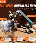 Heavy Duty Belt Grinder Sander With Smooth Operator Variable Speed VFD And 550 Watt Motor showing high-speed brushless motor for knifemaking.