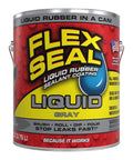 Front view of Flex Seal Liquid Rubber Sealant Coating, gray color, 1-gallon can, for waterproof and UV resistant applications.