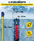 Illustration of 8 Inch Nylon Ice Fishing Auger Kit With 14 Inch Extension Rod And Drill Adapter, 41 Inch Overall Length